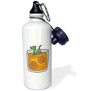 3dRose Funny Loch ness Monster in Scotch Whiskey Glass-Sports Water Bottle, 21oz , Multicolored
