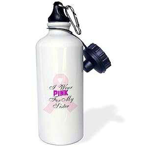 3dRose Ribbon With The Words I Wear Pink For My Sister-Sports Water Bottle, 21oz , Multicolored