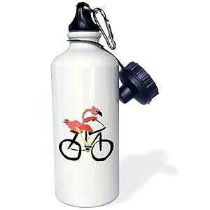 3dRose t@j[ sN t~S CfBO ] IWi A[g X|[c EH[^[{gA21 IXA}`J[ 3dRose Funny Pink Flamingo Riding Bicycle Original Art Sports Water Bottle, 21 oz