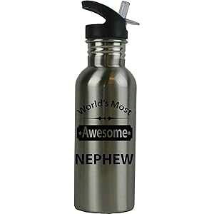CustomgiftsNow Eōłf炵XeXX`[EH[^[{gXg[gbvt 20 IX 600 ~bgX|[cEH[^[{g CustomGiftsNow World's Most Awesome Nephew Stainless Stee