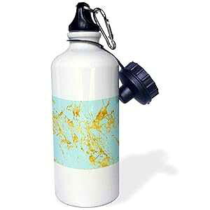 3dRose Water Bottle - Art print of Chic Trendy Gold Glitter Veins on Teal Marble Agate Quartz - 21oz (wb_275234_1)
