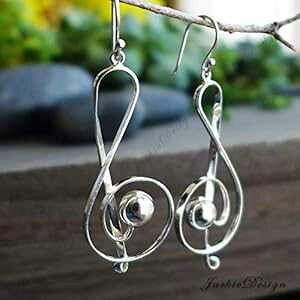 gLV{ CO 925 X^[O Vo[ JD07 JackieDesign Treble Clef Music Note Symbol Earrings 925 Sterling Silver JD07