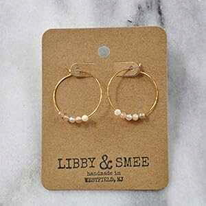 [Xg[ r[Y WFXg[ 1 C` S[hbL t[v 6 ̒a CO Libby & Smee Moonstone Beaded Gemstone 1 inch Gold-Plated Hoops June Birthstone Earrings