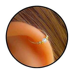 Lugasis FINE JEWELRY Tiny Gold Helix Hoop - Handmade 8mm Hoop with a Tiny 2mm Blue Opal - Thin 24 Guage 14k Gold Filled Cartilage Earring Gold Piercing Hoop