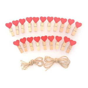LWR CRAFTS bhn[gؐ~joT~ 20 ƃW[gR[h 8 tB[g LWR CRAFTS Red Heart Wooden Mini Clothespins 20 Pieces and Jute Cord 8ft