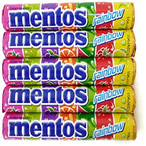 メントス レインボー チューイ ドラジェ フレーバー グミ キャンディー (5 個パック) Mentos Rainbow Chewy Dragees Flavors Gummy Candy (Pack of 5)