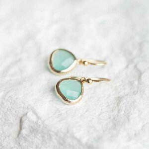 NX^KX ANAu[ ~gO[ hbvsAX MJLuLu Crystal Glass Aqua Blue Mint Green Drop Earrings