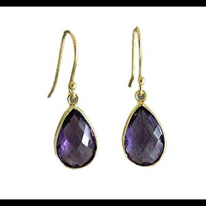 AWXg̕ΎhbvS[hbLX^[OVo[CO Sophia Rose Jewellery Amethyst Gemstone Handmade Drop Gold Plated Sterling Silver Earrings