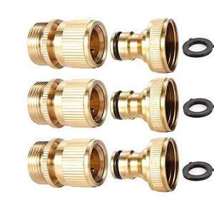 3ZbgK[fz[XNCbNRlNg3/4C`GHT^JȒPRlN^tBbeBO - NCbNfBXRlNgz??[XpIXƃX(3yA) MaoFa 3Sets Garden Hose Quick Connect 3/4 inch GHT Brass Easy C