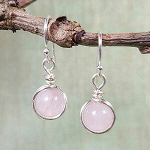[YNH[cWFXg[~j}hbvCO - 925X^[OVo[ EnCharmed Rose Quartz Gemstone Minimal Drop Earrings - 925 Sterling Silver