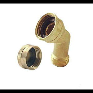 ^JK[fz[XG{RlN^45xz[XA_v^[Az[XGhLbvt Hanobo Brass Garden Hose Elbow Connector 45 Degree Hose Adapter with Hose End Cap