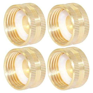 Joywayus 3/4 �C���` GHT �����K�[�f���z�[�X�L���b�v�^�J�U���p�胏�b�V���[�t�� (4 �p�b�N) Joywayus 3/4" GHT Female Garden Hose Cap Brass Watering Fittings with Washers(Pack of 4)