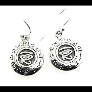 zX̖ GWvg̏ی` 925 \bh X^[O Vo[ CO 25mm Natural Rocks by Kala Eye of Horus Egyptian Hierographic 925 Solid Sterling Silver Earrings 25mm
