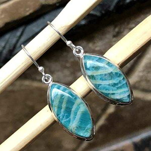 �i�`������ �O���[�� �A�}�]�i�C�g 925 �\���b�h �X�^�[�����O �V���o�[ �C�������O 35mm Natural Rocks by Kala Natural Green Amazonite 925 Solid Sterling Silver Earrings 35mm