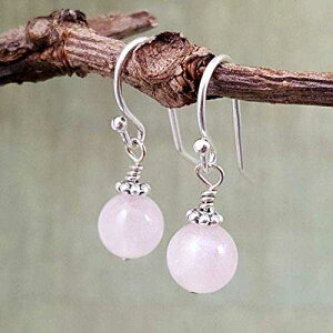 [YNH[cVR΃~j}hbvCO - 925 X^[OVo[ EnCharmed Rose Quartz Natural Gemstone Minimal Drop Earrings - 925 Sterling Silver