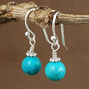 �����^�[�R�C�Y�V�R��΃~�j�}���h���b�v�C�������O - 925 �X�^�[�����O�V���o�[ - 12 ���̒a���΃W���G���[ EnCharmed Chinese Turquoise Natural Gemstone Minimal Drop Earrings - 925 Sterling Silver - December Birthstone