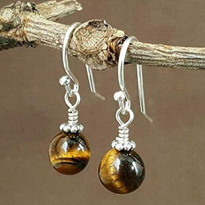 ^CK[ACVR΃~j}hbvCO - 925 X^[OVo[ EnCharmed Tiger Eye Natural Gemstone Minimal Drop Earrings - 925 Sterling Silver