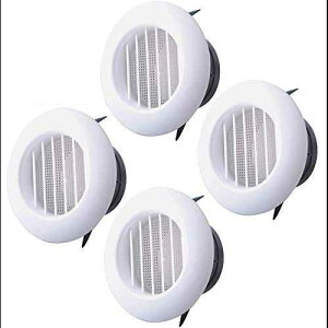 Wadoy Soffit Vent 4 Inch for Exhaust Fan with Screen for Bathroom Exhaust Fan, 4 Packs Round ABS Louver Grille Cover White, Built-in Fly Screen Mesh Eve Dryer Vent