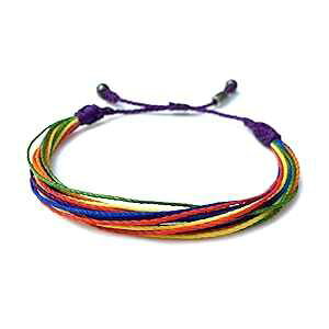 Rumi Sumaq Rainbow Pride Bracelet Handmade LGBTQ Jewelry Lesbian Gay Bi Trans Queer Awareness Woven String Rainbow Friendship Bracelet