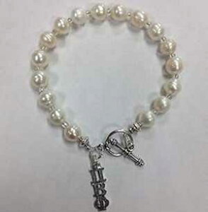 �W���p�[�� �p�C �x�[�^ �t�@�C �M���V�����q�w���N���u �g�O�� �u���X���b�g Ann Peden Jewelry Freshwater Pearl Pi Beta Phi Greek Sorority Toggle Bracelet