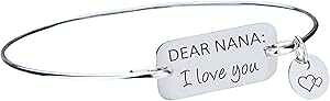 Dear Nana I Love You �u���X���b�g�A�i�i�ւ̃V���o�[��̓��M�t�g Generic Dear Nana I Love You Bracelet, Silver Mother's Day Gift for Nana
