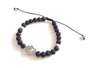Hamsa Hand Men Black Natural Lava ���߉\�ȕی�u���X���b�g Pulseras para Hombre de Moda Sifrimania Hamsa Hand Men Black Natural Lava Adjustable Protection Bracelet Pulseras para Hombre de Moda