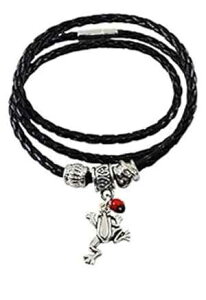 �����p�y���[�M�t�g�`���[���u���X���b�g - Huayruro ���b�h�V�[�h�A�J�G���`���[�� - Evelyn Brooks �ɂ��n���h���C�h�W���G���[ EvelynBrooksDesigns Peruvian Gift Charm Bracelet for Women - Huayruro Red Seeds, Frog