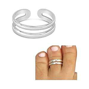 925 Sterling Silver Double Band Toe Ring/Knuckle Ring - Small Adjustabl Dainty Open Ring Handmade by MiYa Jewelry Creations