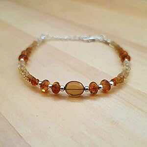 �C�G���[�V�g�����\�[�T�[�r�[�Y�u���X���b�g�X�^�[�����O�V���o�[11���a�����M�t�g�W���G���[�����p anushruti Yellow Citrine Saucer Beads Bracelet Sterling Silver November Birthday Gift Jewelry for Women