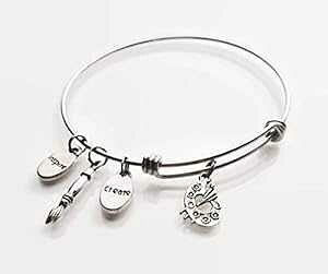 A[eBXg Mtg `[ uXbg XeXX`[ g\oO Inspire Create yCg uV Pammytail Artist Gift Charm Bracelet Stainless Steel Expandable Bangle Inspire Create t Brush