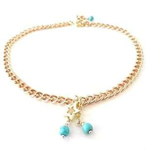 u[c `F[ X^[ ^[RCY ^bZ ߉\ uXbg 15 C` Boot Jewelry Shop Boot Chain Star Turquoise Tassel Adjustable Bracelet 15 Inch