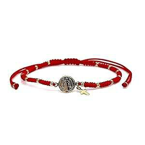 CRUZONE St Benedict Medal Adjustable Red String Pulsera San Benito (Red)