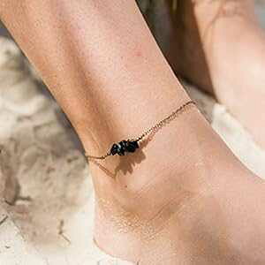ubN IjLX r[Y o[ ANbg uY - {̕ Luna Tide Black Onyx Bead Bar Anklet in Bronze - Genuine Gemstone