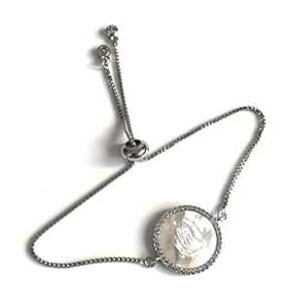 JgbN t@bV WG[ OA_[y̐ VF _ Vo[ g[ uXbg Sifrimania Catholic Fashion Jewelry Our Lady of Guadalupe Shell Medal Silver Tone Bracelet