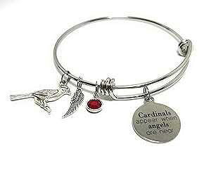 Pammytail Cardinals Appear When Angels Are Near Memorial Charm Bracelet Expandable Stainless Steel