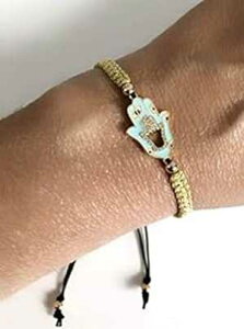 Hamsa Hand Lucky Charm �}�N�������߉\�ȃu���X���b�g �����p Sifrimania Hamsa Hand Lucky Charm Macrame Adjustable Bracelet for Women