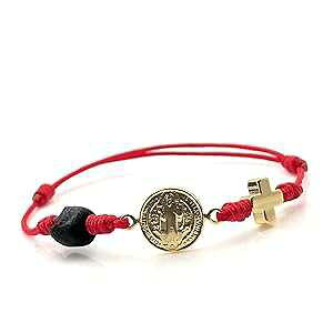 St Benedict Red String Bracelet for de New Family Member Genuine Azabache Jet Stone Welcome to the World CRUZONE St Benedict Red String Bracelet for de New Family Member Genuine Azabache Jet Stone Welcome to the World