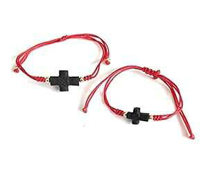 SIFRIMANIA Mommy and Me Protection Bracelets Set of 2 Real Azabache Cross Charm