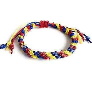 SIFRIMANIA Colombia Flag Unisex Waterproof Bracelet Fan Patriotic Tricolor Bangle (Yellow-Blue-Red)