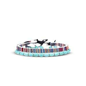 2x Boho Surfer Bracelet Set Women & Men - Handmade Summer Beach Bracelets - Adjustable & 100% Waterproof - Festival Accessories - Beaded & Braided (Turquoise Beads & Multi) Made by Nami 2x Boho Surfer Bracelet Se