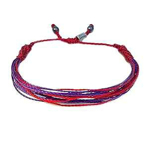 Migraine Bracelet Red Purple Awareness Jewelry for Raynauds DSRCT Cancer Round Cell Tumor Chronic Headache Ribbon Cause String Bracelets Handmade by RUMI SUMAQ