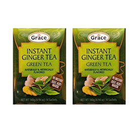 グレース インスタントジンジャー加糖緑茶 (2パック、合計280g) Grace Instant Ginger Pre-Sweetened Green Tea (2 Pack, Total of 280g)