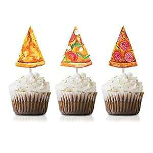 sUp[eB[JbvP[Lgbp[sbNAsUap[eB[pifR[V24pbN MAGJUCHE Pizza Party Cupcake Topper Picks, 24-Pack pizza Birthday Party Supply Decorations