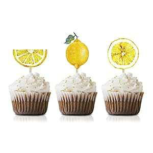 t[cp[eB[JbvP[Lgbp[sbNA24pbNCG[Ă̒ap[eB[TvCfR[V MAGJUCHE Lemon fruit Party Cupcake Topper Picks, 24-Pack Yellow Lemon Summer Bi