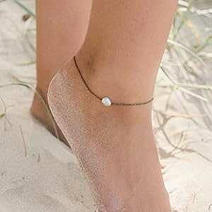 ̒Wp[ NX^ iQbg ANbg uY - 8 C` `F[A2 C`̒߉\ȃGNXe_[t - 6 ̒a Raw freshwater pearl crystal nugget anklet in bronze - 8" chain wit