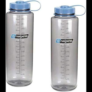 Nalgene Silo 48IX g^O[ u[gbvtL{gA2{gpbNA11.3C` x a3.5C` Nalgene Silo 48oz Tritan Grey W/Blue Top Wide Mouth Bottle, 2 Bottle Pack, 11.3 Inches Tall by 3.5 Inche