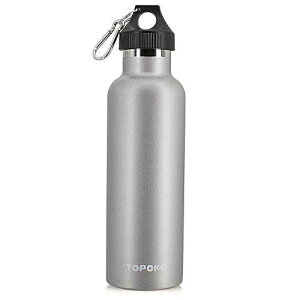 TOPOKO Colored Non-Rusty Stainless Steel Vacuum Water Bottle Double Wall Insulated Thermos, Sports Hike Travel, Leak Proof, BPA Free, 25 oz, Grey (Grey)