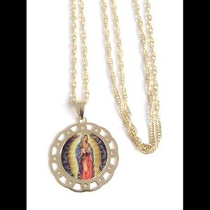 ����f �O�A�_���[�y ���_�� �l�b�N���X 18K �S�[���h ���b�L �`�F�[�� 19.5 �C���` Sifrimania Virgen de Guadalupe Medal Necklace 18k Gold Plated Chain 19.5 Inches