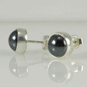 X^[OVo[ 925 Eh݂O[VRw}^Cg 9mm X^bh sAX - GKgȃMtg{bNX Echmeck Sterling Silver 925 Round Blackish Gray Natural Hematite 9mm Stud Earrings - Elegan
