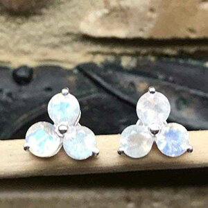 �V�R���C���{�[ ���[���X�g�[�� 925 �\���b�h �X�^�[�����O �V���o�[ �C�������O 7mm Natural Rocks by Kala Natural Rainbow Moonstone 925 Solid Sterling Silver Earrings 7mm